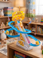 Cute Cartoon slide down a track