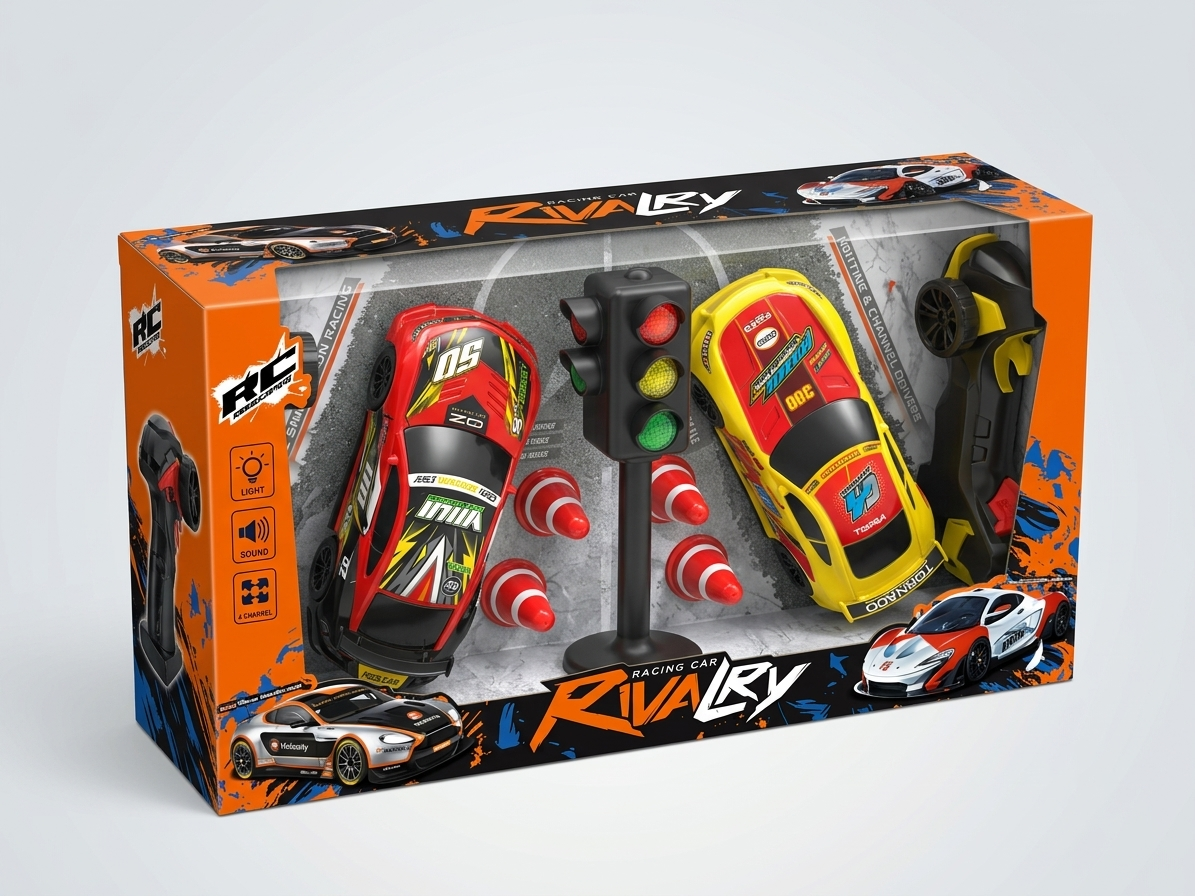 Rivalry remote control car set includes two racing cars(2)