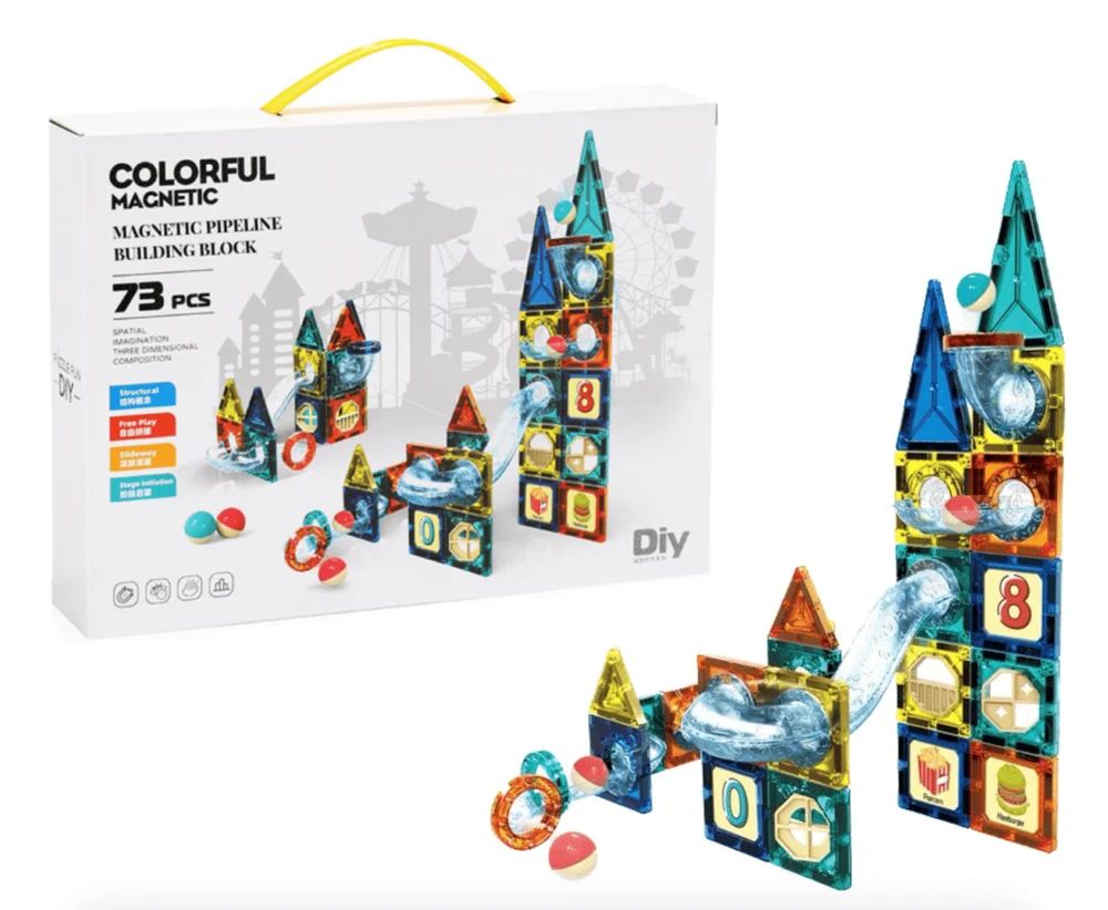 Colorful Magnetic Pipeline Building Block Set