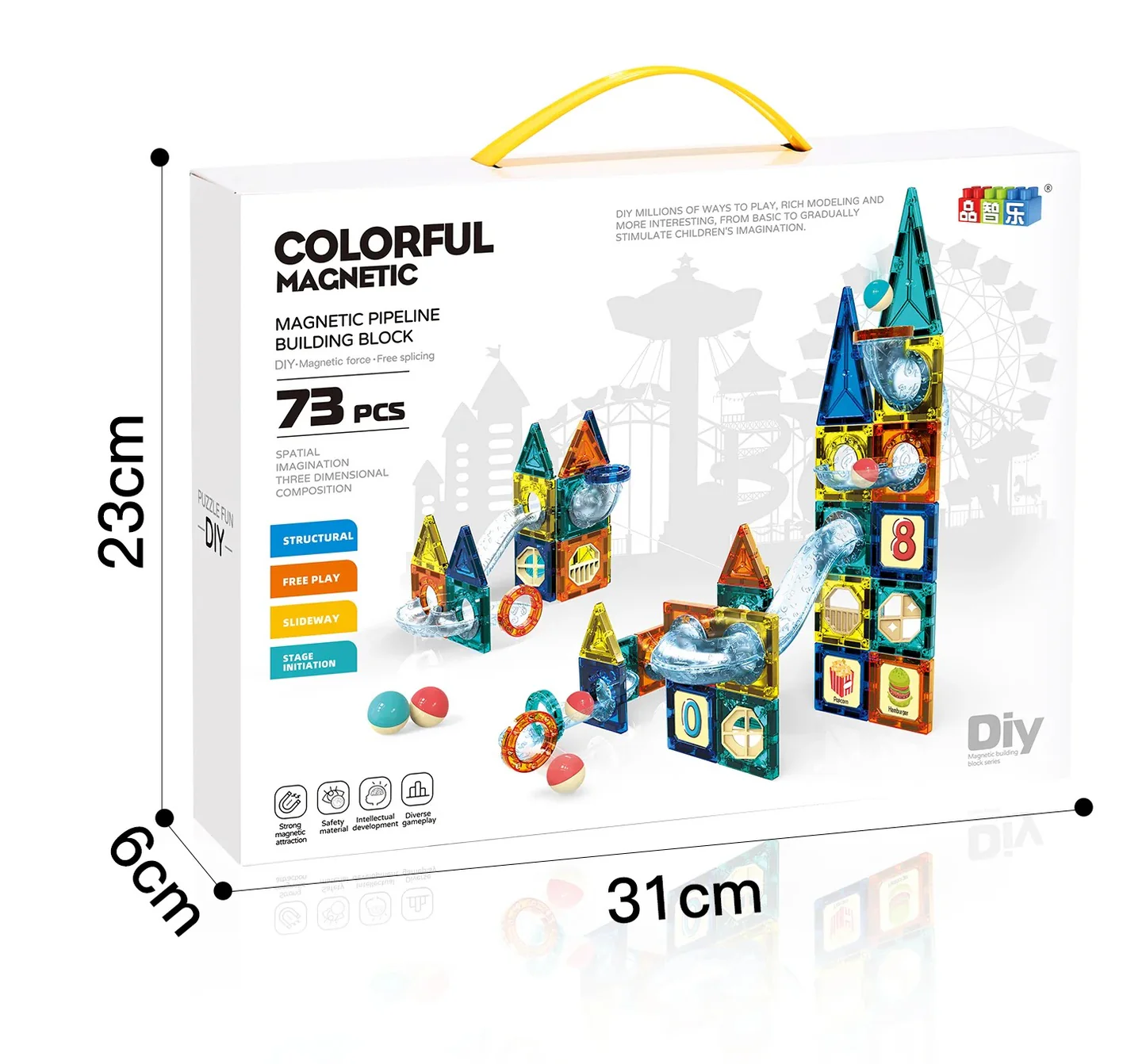 Colorful Magnetic Pipeline Building Block Set