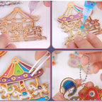DIY Colored Crystal Glue Painting Keychain Craft Kit.