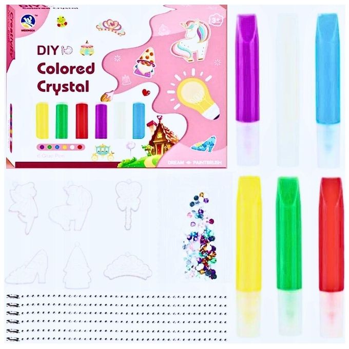 DIY Colored Crystal Glue Painting Keychain Craft Kit.